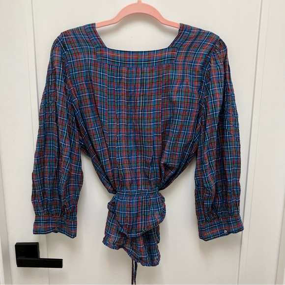 DÔEN Toulouse Top in French Plaid Blue - Size Small - Picture 5 of 11